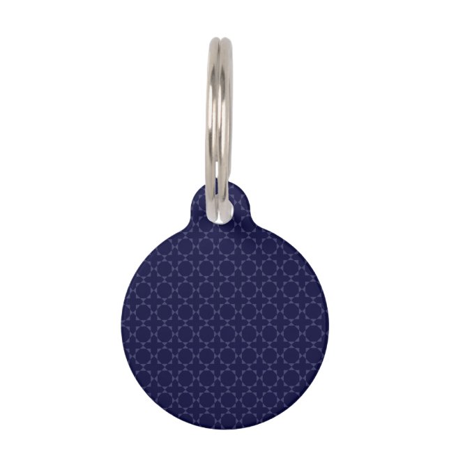 Dark Blue Islamic Geometric Pattern Pet ID Tag (Front)