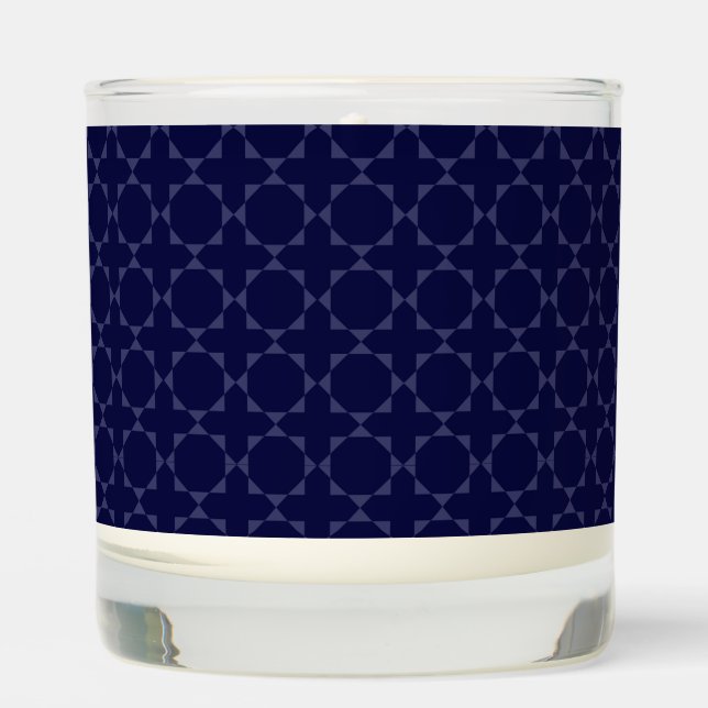 Dark Blue Islamic Geometric Pattern Scented Candle (Front)