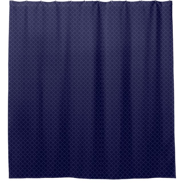 Dark Blue Islamic Geometric Pattern Shower Curtain (Front)