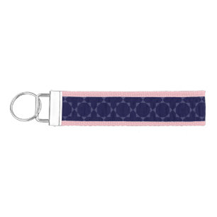Dark Blue Islamic Geometric Pattern Wrist Keychain
