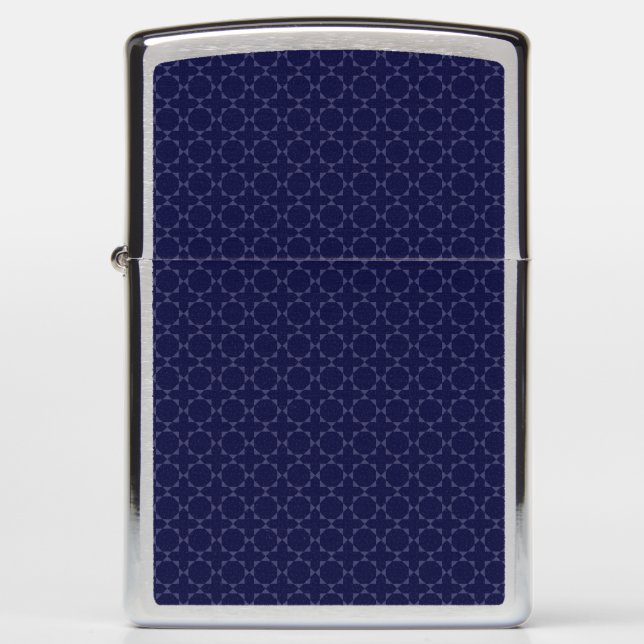 Dark Blue Islamic Geometric Pattern Zippo Lighter (Front)