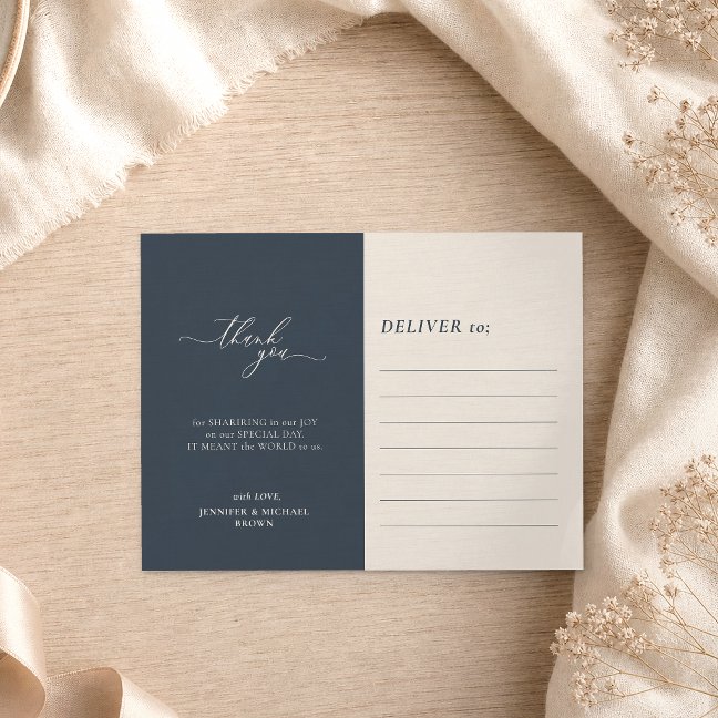 Dark Blue Ivory Gray Wedding Color Clean Photo Postcard