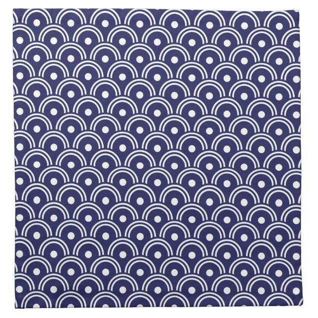 Dark Blue Japanese Scallop Pattern Napkin (Front)