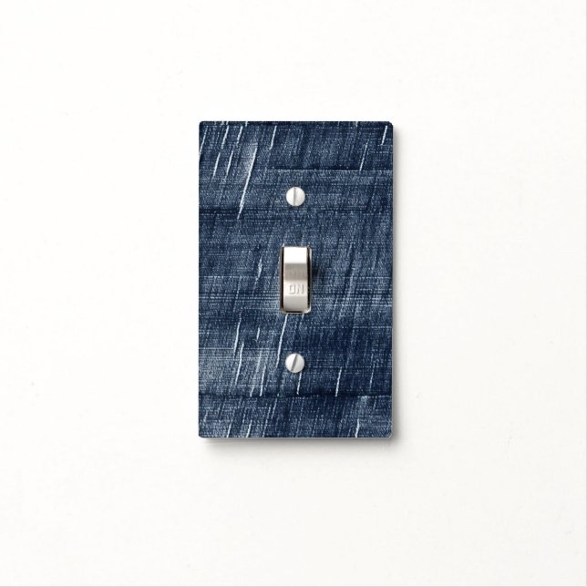 Dark Blue Jean Faux Denim (not actual denim) Light Switch Cover (In Situ)