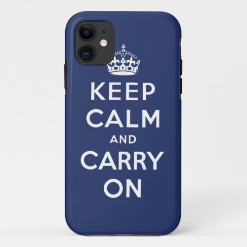 Dark Blue Keep Calm and Carry On iPhone 5 Case