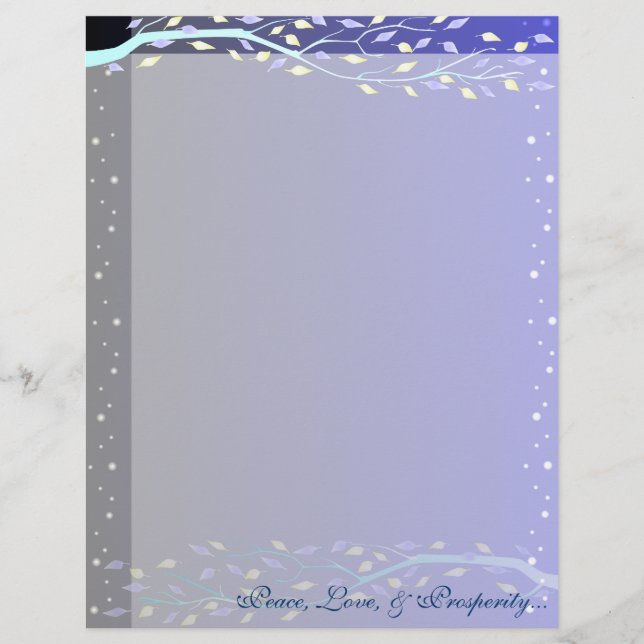 Dark Blue Leafy Branches Letterhead (Front)