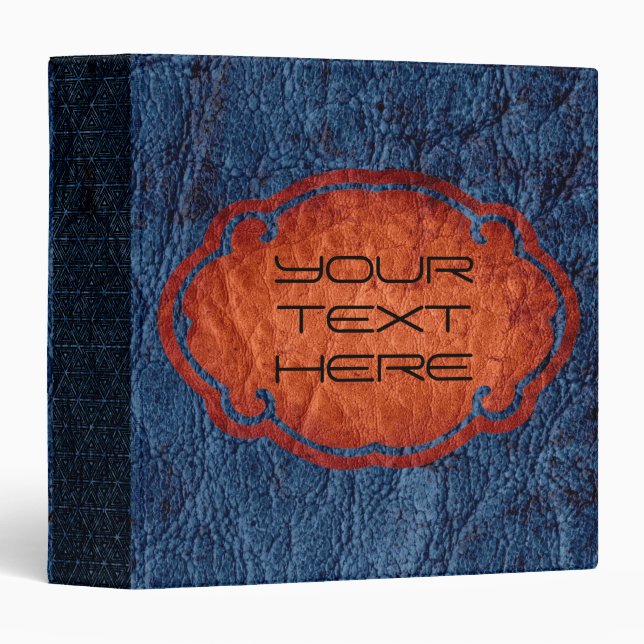 Dark Blue Leather 3 Ring Binder (Front/Spine)