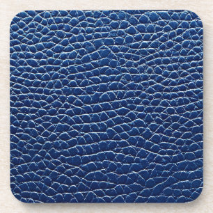 Dark blue leather pattern beverage coaster