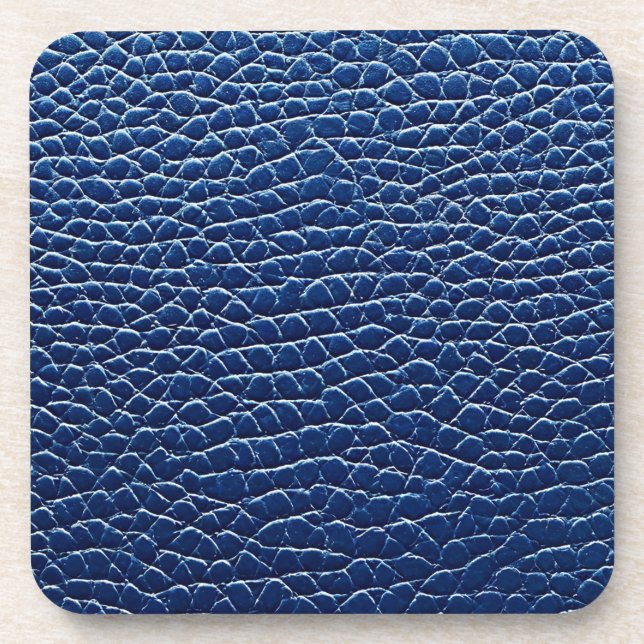 Dark blue leather pattern beverage coaster (Front)