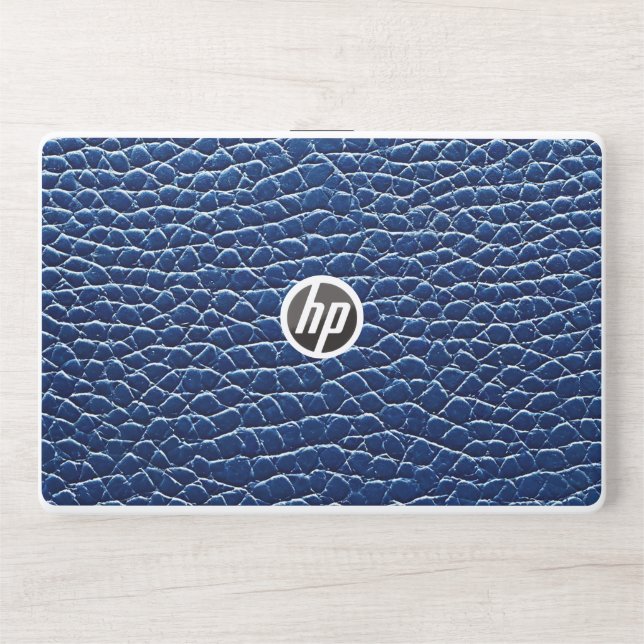 Dark blue leather pattern HP laptop skin (Front)