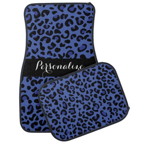 Dark Blue Leopard Animal Stripe  Personalize Car Mat