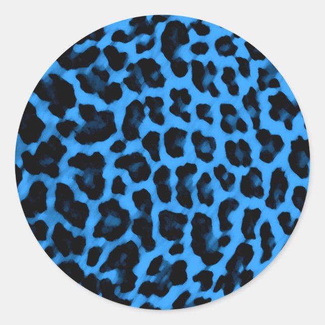 Dark Blue Leopard Print Classic Round Sticker (Front)