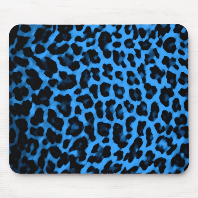 Dark Blue Leopard Print Mouse Pad (Front)