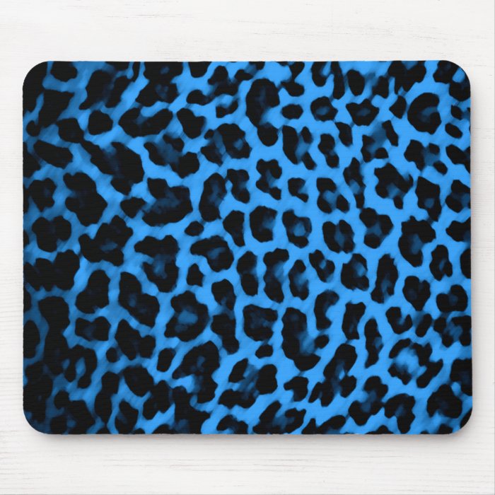 Dark Blue Leopard Print Mouse Pad