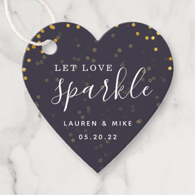 Dark Blue Let Love Sparkle Wedding Sparklers Favor Tags (Front)