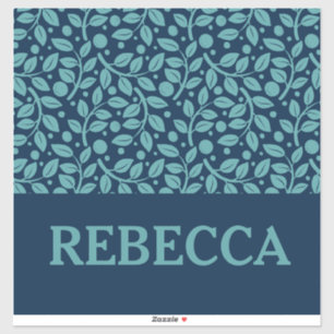 Dark Blue & Light Blue Leaf Pattern Luggage Sticker