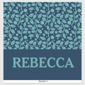 Dark Blue & Light Blue Leaf Pattern Luggage Sticker