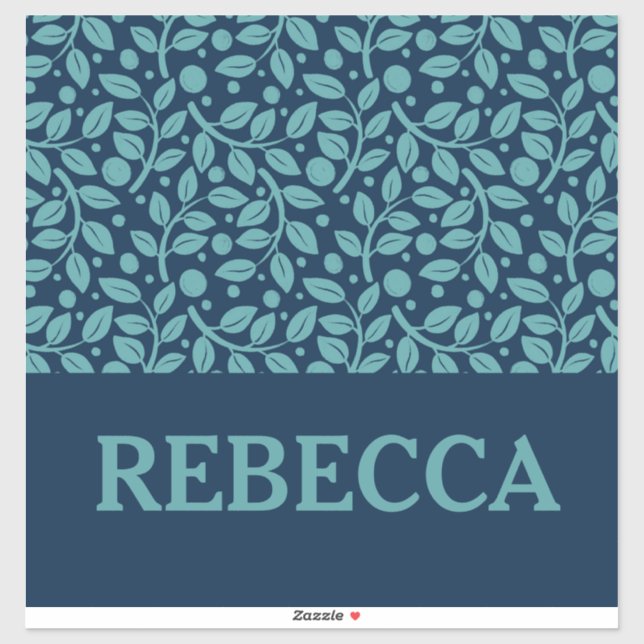 Dark Blue & Light Blue Leaf Pattern Luggage Sticker (Sheet)