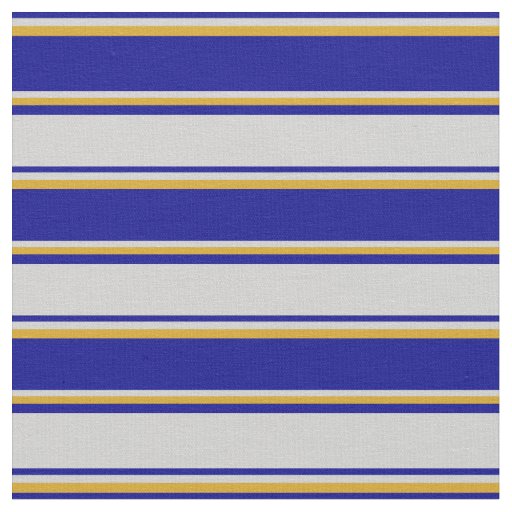 Dark Blue, Light Grey & Goldenrod Colored Stripes Fabric
