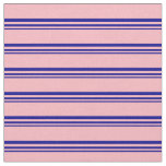 [ Thumbnail: Dark Blue & Light Pink Colored Stripes Pattern Fabric ]