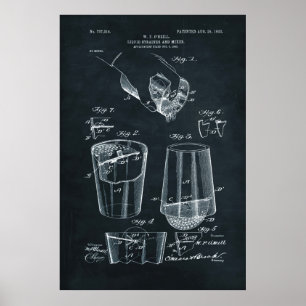 Dark Blue Liquid Strainer and Mixer Patent Poster