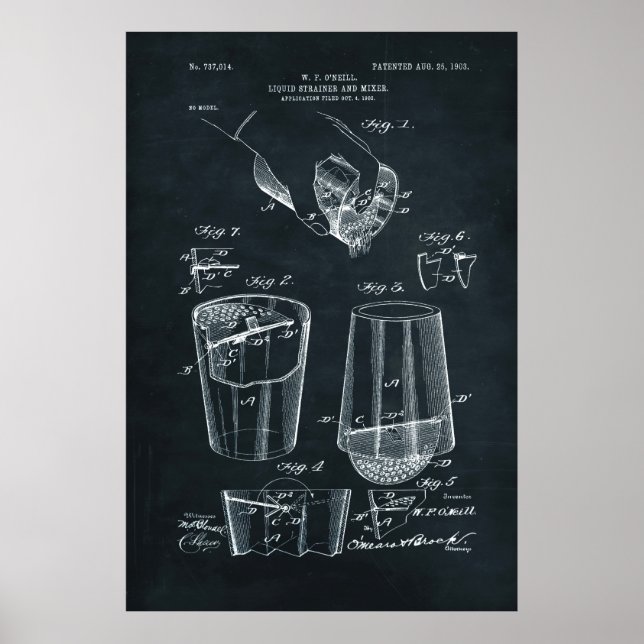 Dark Blue | Liquid Strainer and Mixer Patent Poster (Front)