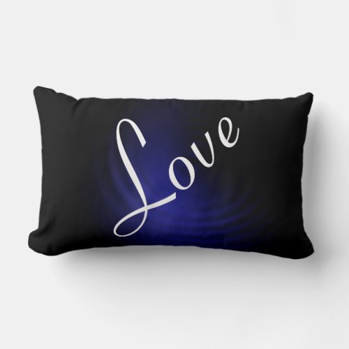 Dark Blue Love Lumbar Pillow