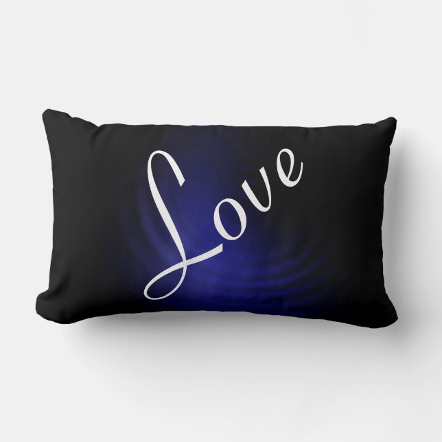 Dark Blue Love Lumbar Pillow (Front)