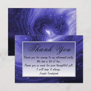 Dark Blue Marble Happy Retirement Thank You Note Card