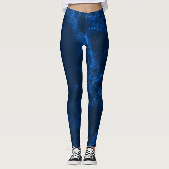 Dark Blue Marble Leggings | Zazzle