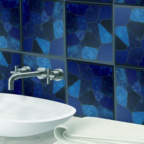 Dark Blue Marble Mosaic  abstract art Ceramic Tile