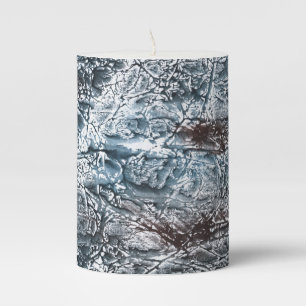 Dark blue marble pillar candle