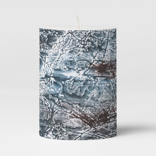 Dark blue marble pillar candle (Front)