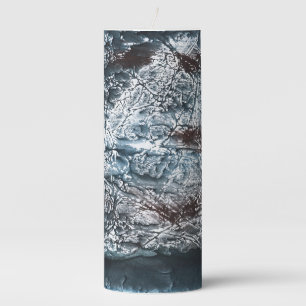 Dark blue marble pillar candle