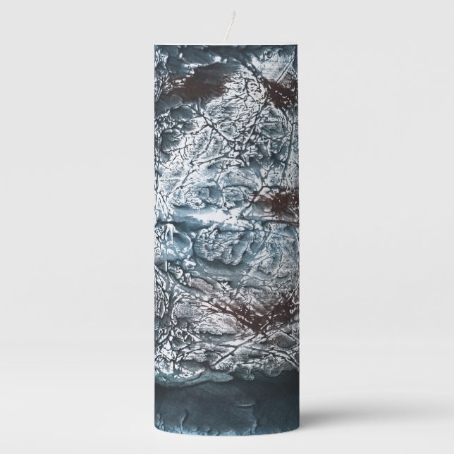 Dark blue marble pillar candle (Front)