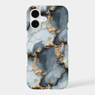 Dark Blue Marble Texture with Liquid Gold Veins iPhone 17 Case
