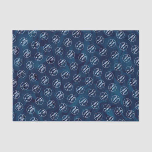 Dark blue marbled add logo business packaging tissue paper (Front)