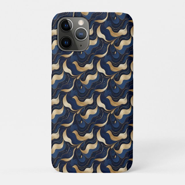 Dark Blue Marbleized Decorative iPhone / iPad case (Back)
