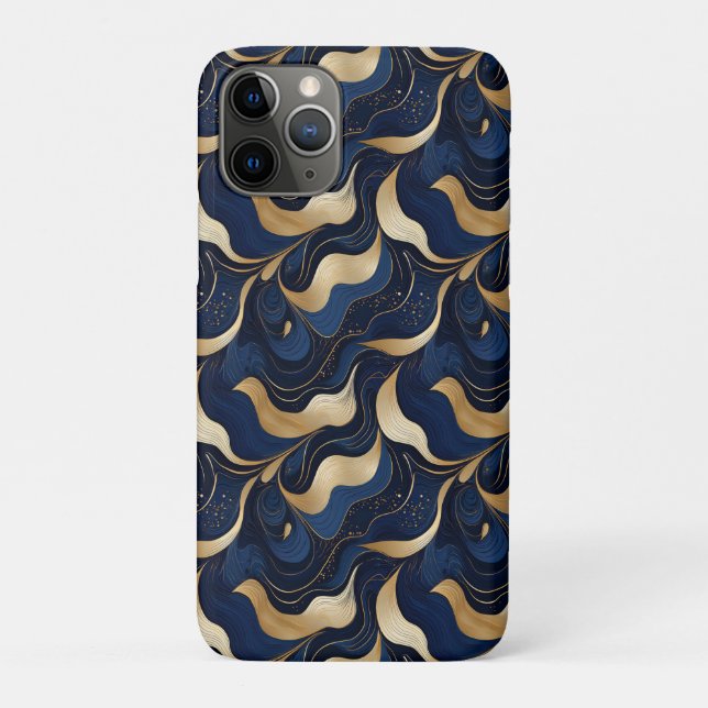 Dark Blue Marbleized Decorative iPhone / iPad case (Back)