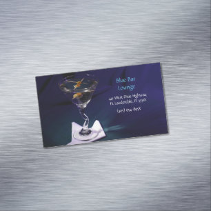 Dark Blue Martini Bar & Lounge Business Card Magnet