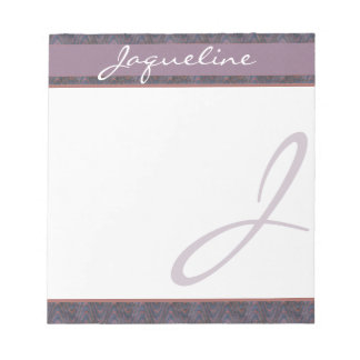 Dark Blue Mauve Rust Monogram Notepad