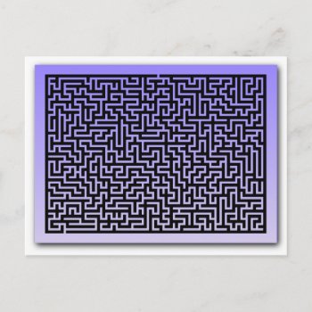 Dark Blue Maze Postcard by inkles at Zazzle