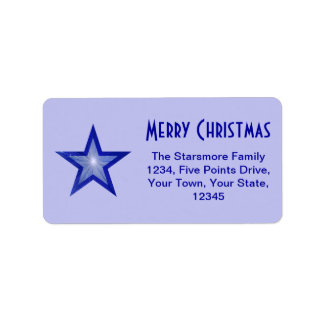 Dark Blue 'Merry Christmas' address label pale