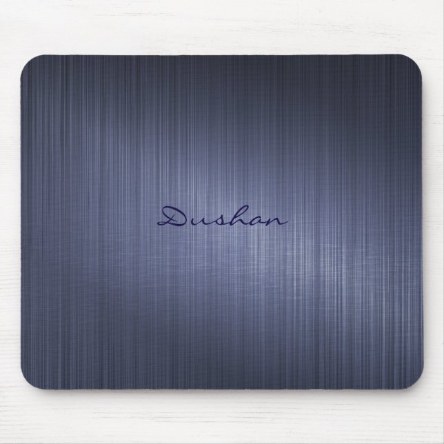 Dark Blue Metallic Design Brushed Aluminum Look Mouse Pad (Front)