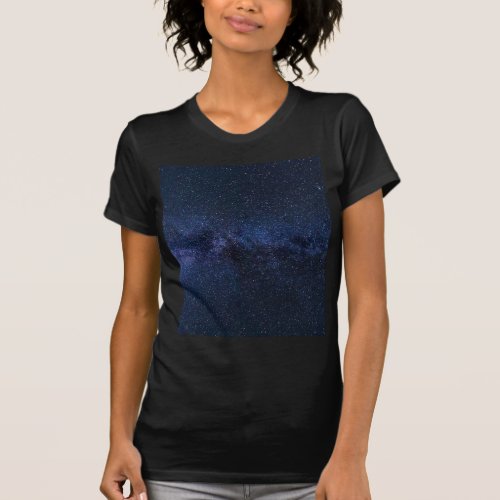 Dark Blue Milky Way Universe Stars Pattern T_Shirt