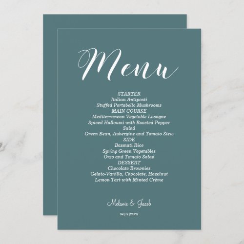 Dark Blue Minimalist Flat Menu Card