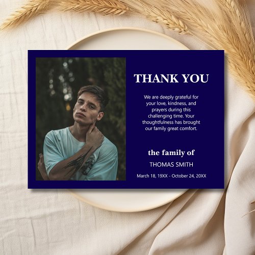 Dark Blue Minimalist Photo Funeral Sympathy