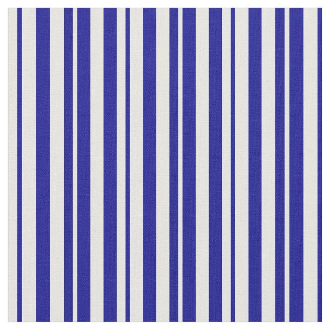 Dark Blue & Mint Cream Colored Lines Fabric (Close Up)