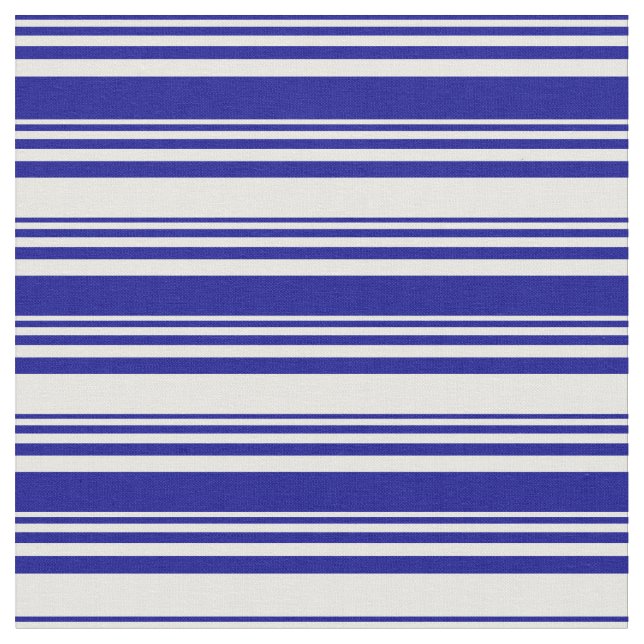 Dark Blue & Mint Cream Lines Fabric (Close Up)