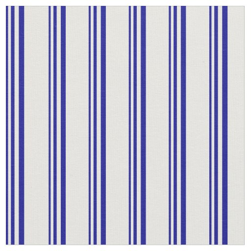 Dark Blue & Mint Cream Stripes Pattern Fabric